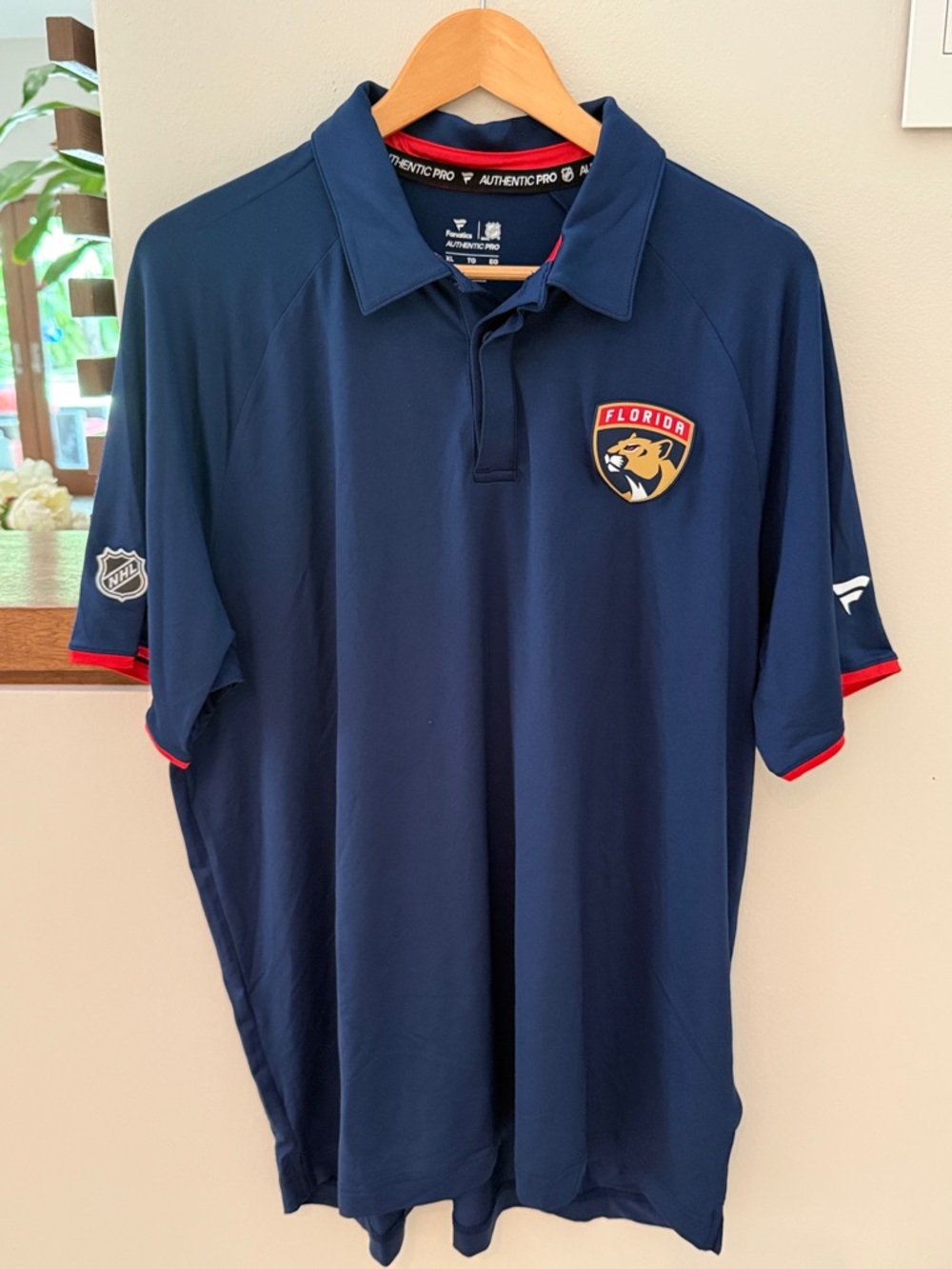 NEW Fanatics Florida Panthers NHL XL Navy Raglan Polo Golf Shirt Authentic Pro